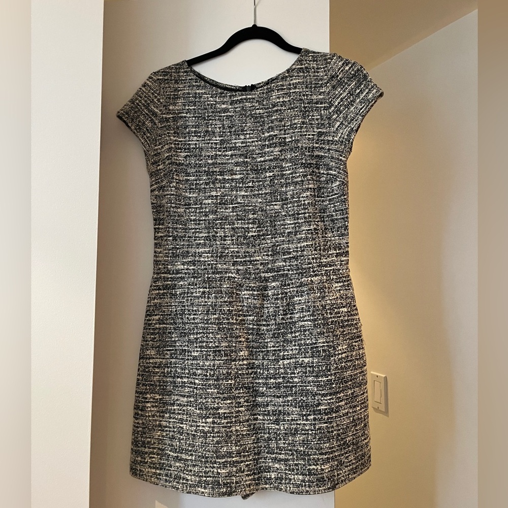 Aqua Black and White Textured Mini romper